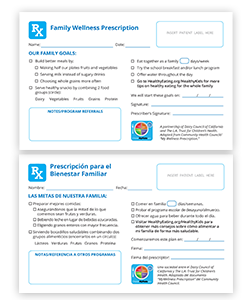 Our wellness prescription pads enable nutritious food choices through family goal setting.